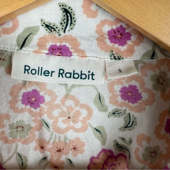 Roller Rabbit 100% Cotton Button Down Long Sleeve Floral Shirt Womens Size Small - Picture 3 of 7